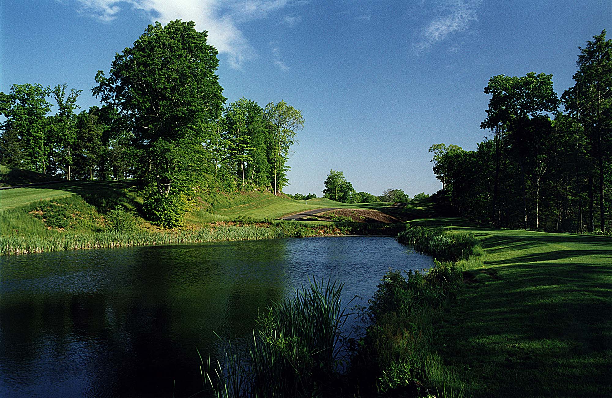 A shot of the course and the water hazard